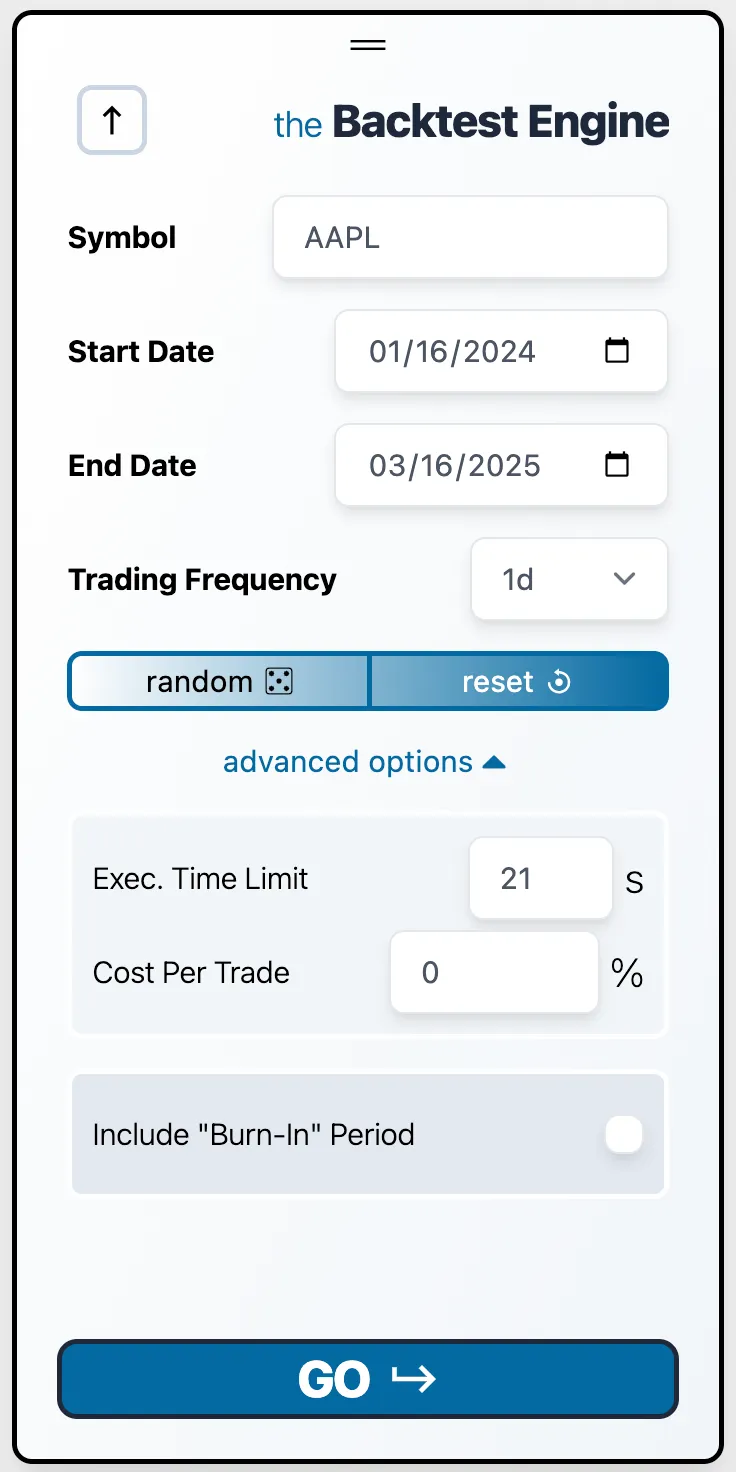 advanced backtest options