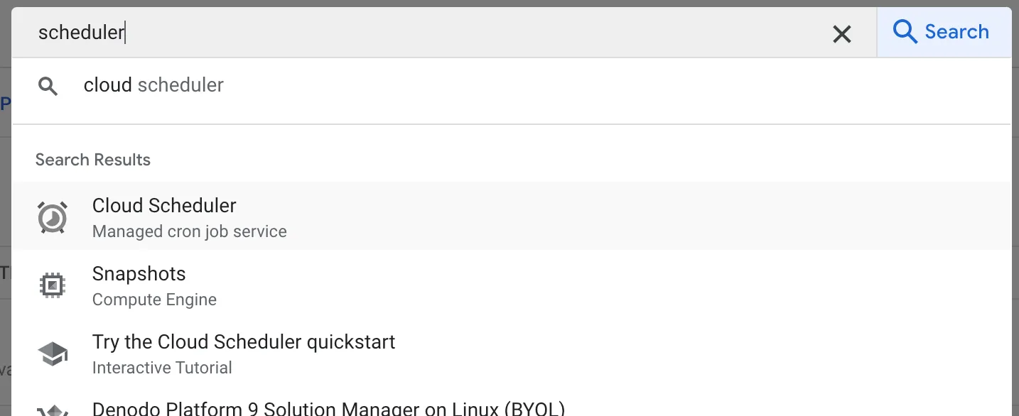 Search Cloud Scheduler